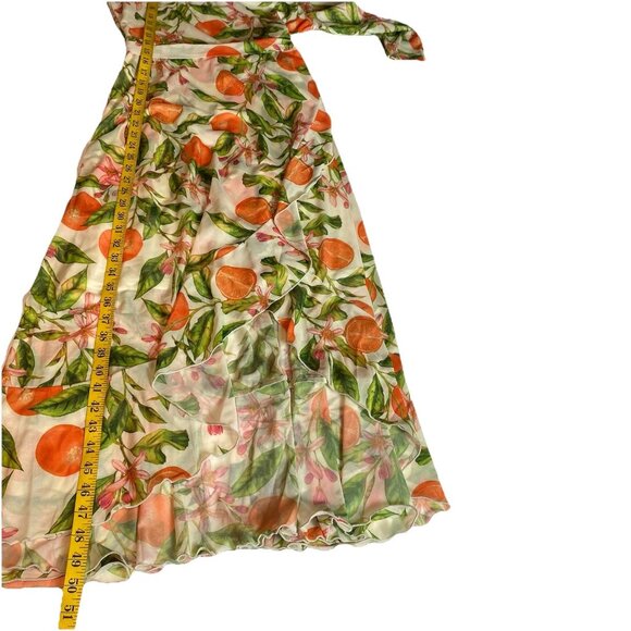 G by Giuliana Womens Dress Faux Wrap Midi Orange Floral Print Ruffle Sz S NWT - Picture 5 of 8